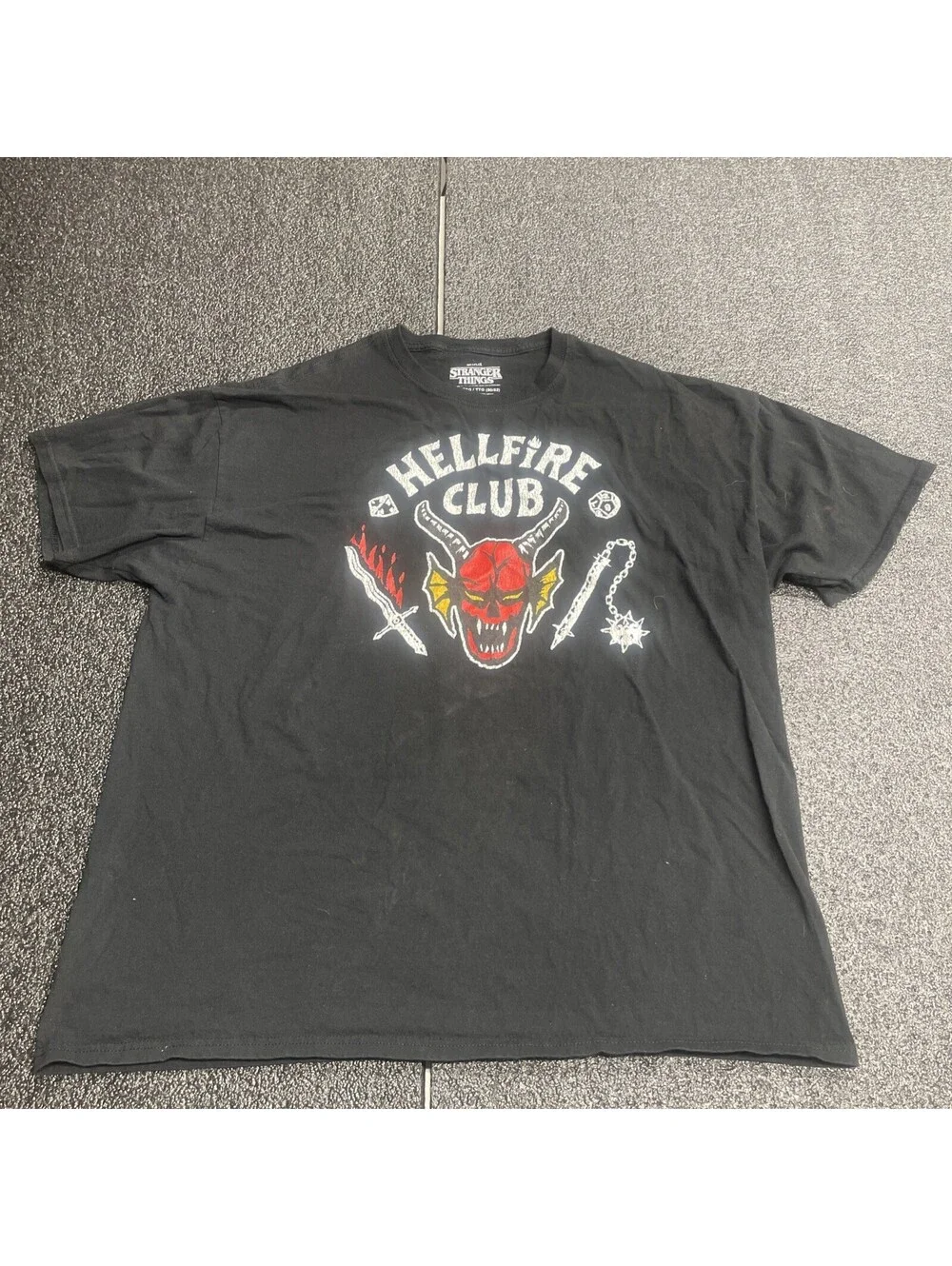 Stranger Things Men's T-Shirt XL Black Hellfire Club by Netflix